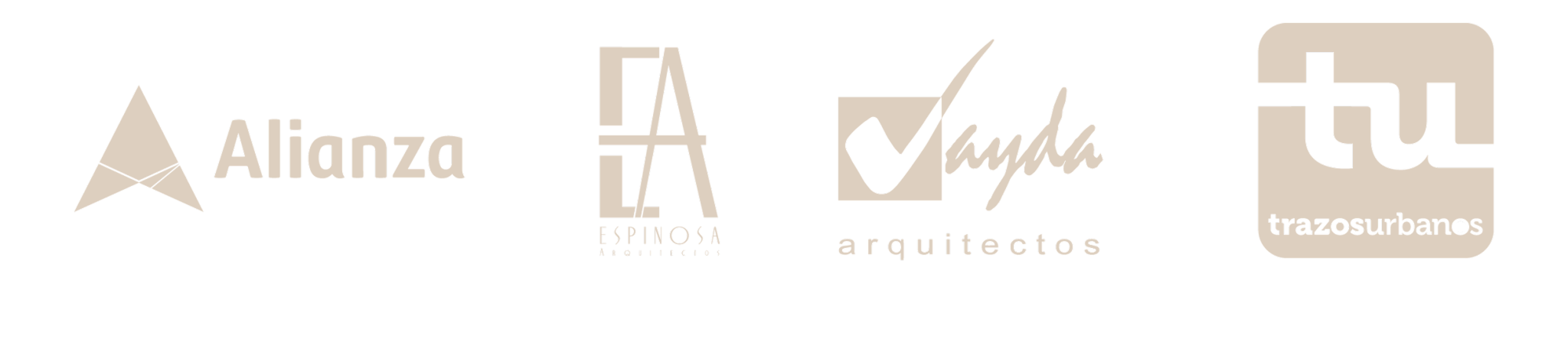 Logos de Alianza, Espinosa Arquitectos, Mawala Arquitectos y Trazos Urbanos